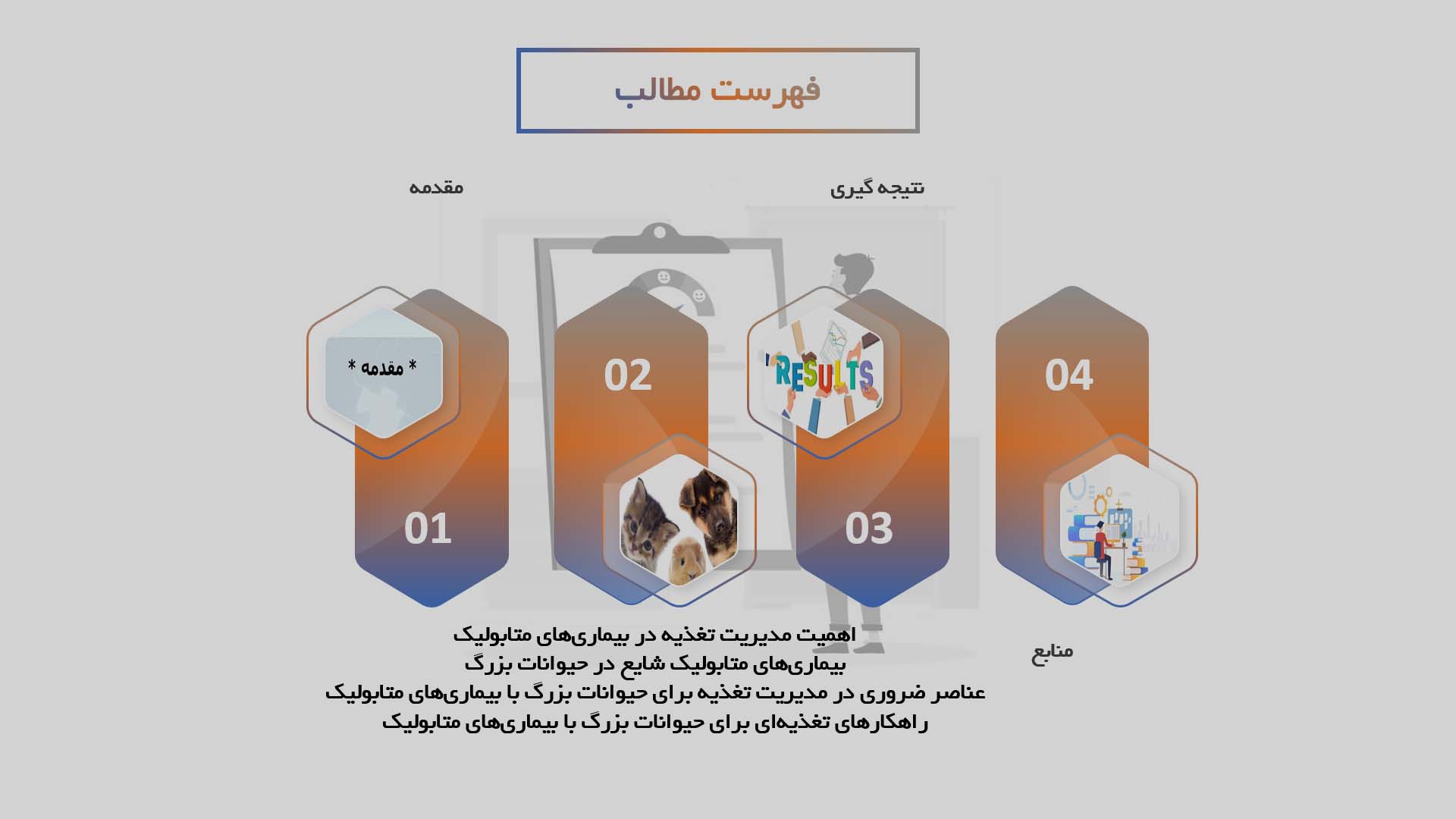 پاورپوینت مدیریت تغذیه در حیوانات بزرگ با بیماری‌های متابولیک